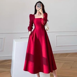 Váy Dự Tiệc 2 Mầu Dáng Xoè, Đầm Thiết Kế Dự Tiệc Cổ Vuông Tay Bồng Sang Chảnh Vasing | VATOS2.1