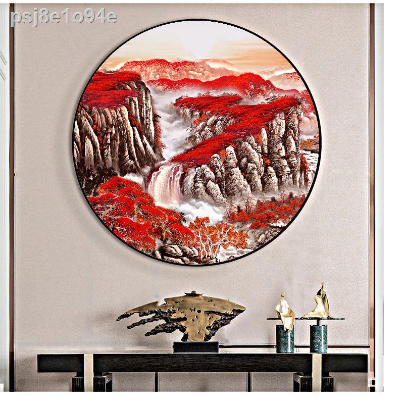 Tranh trang trí hình tròn kiểu Trung Quốc mới nghiên cứu tranh treo tường phòng khách Phong thủy may mắn treo tranh hiên