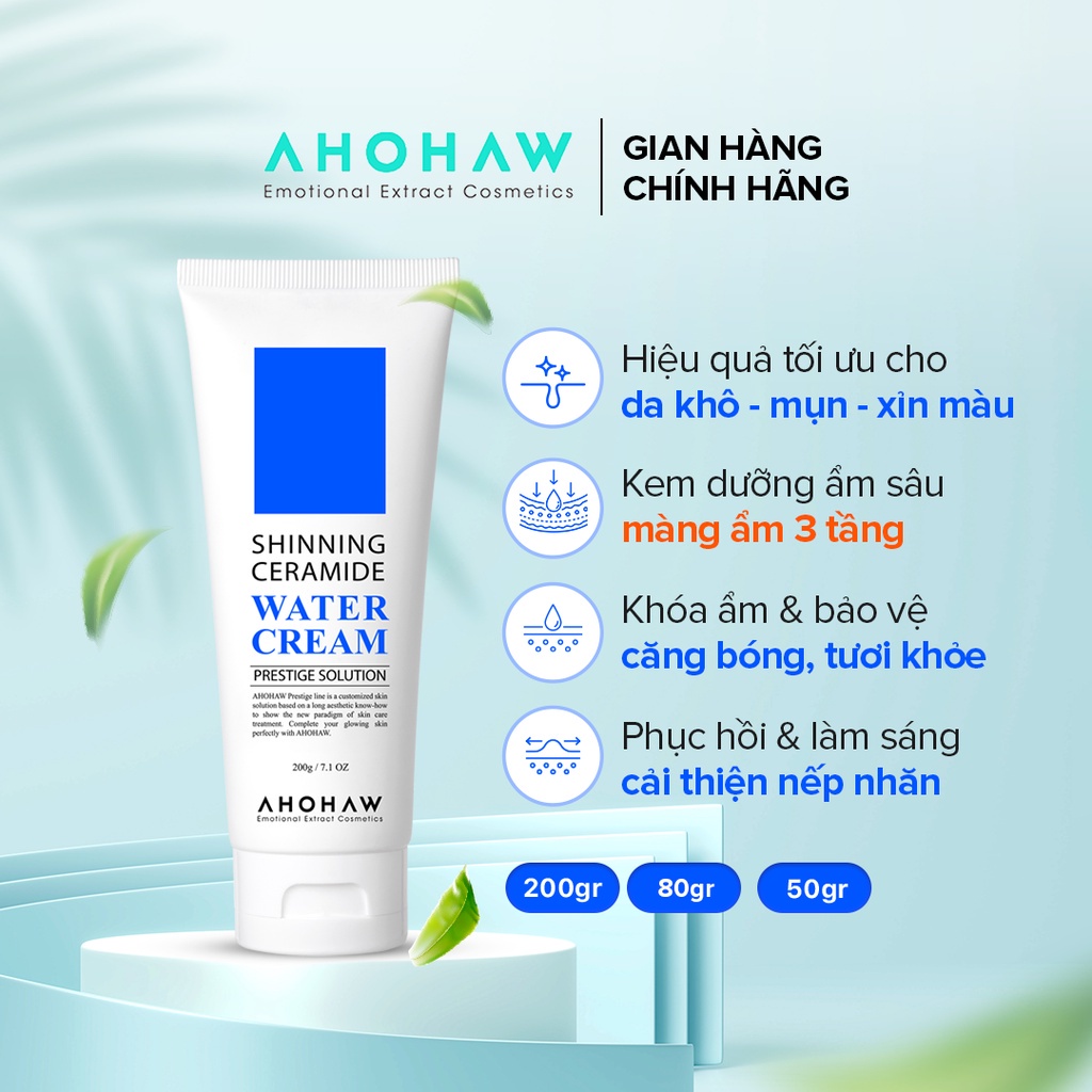 Kem Dưỡng Ẩm Phục Hồi Da AHOHAW Shinning Ceramide Water Cream 80g Ahohwa