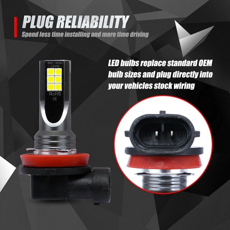 Set 2 Bóng Đèn Pha Sương Mù H11 H8 H9 COB 60W 6000K Ánh Sáng Trắng Dành Cho Ô Tô