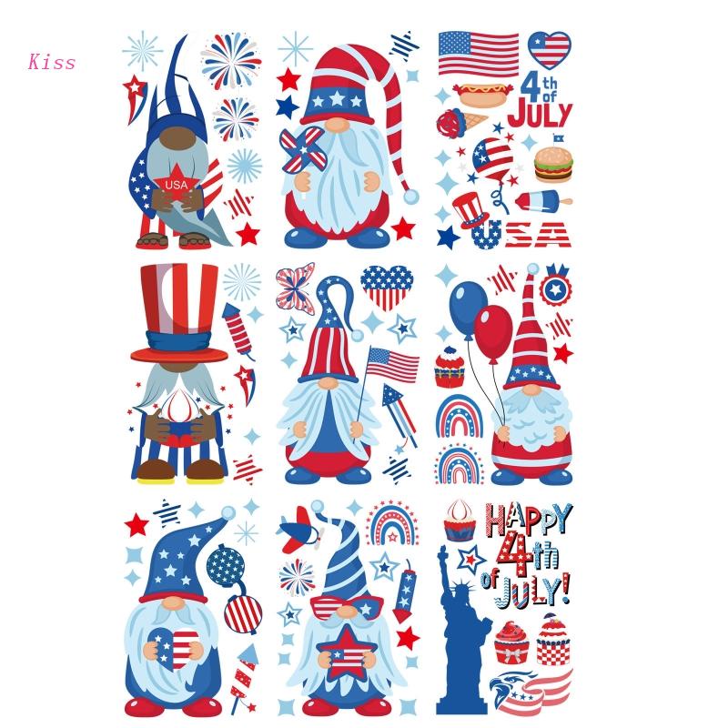 Miếng Dán Cửa Sổ Trang Trí In Chữ kiss Independence Day Bằng PVC