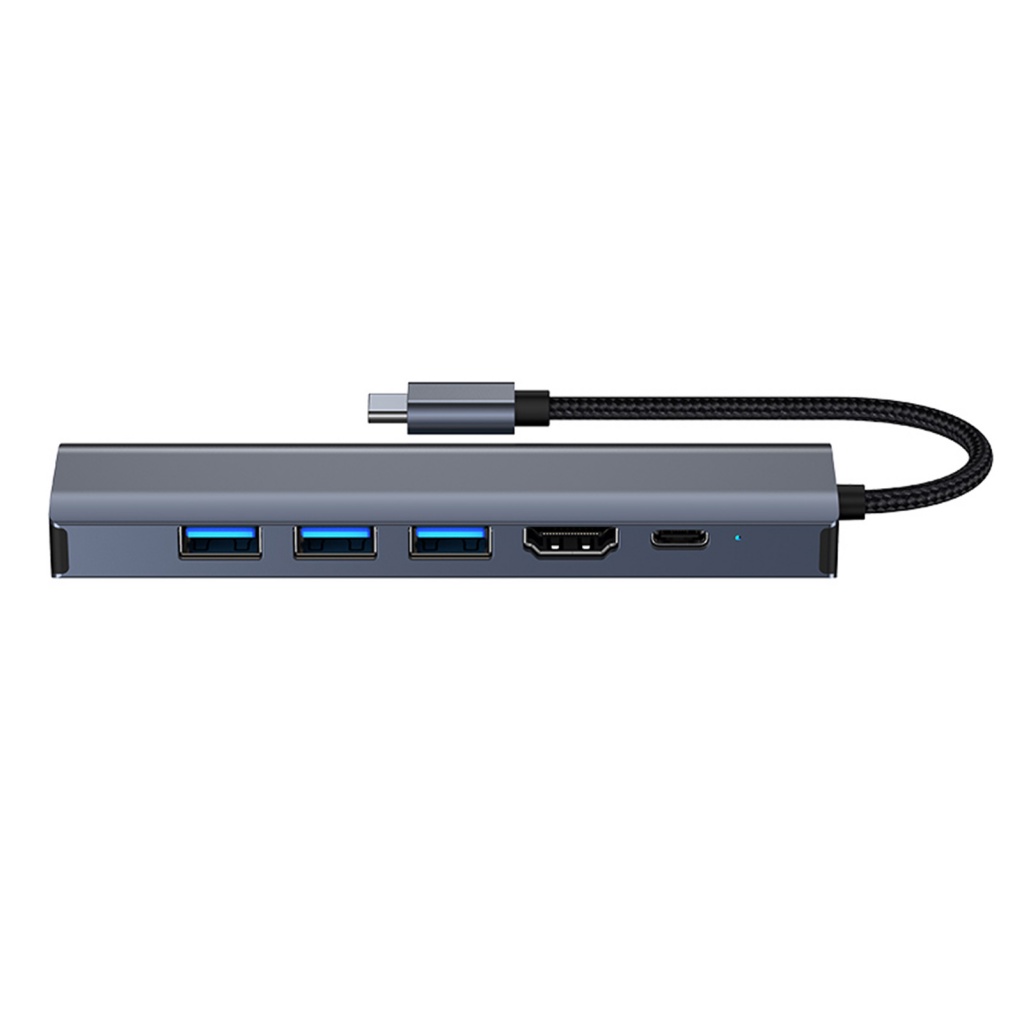 Trạm Sạc Nhiều Cổng USB C 6 Trong 1 3 Cổng USB 3.0 RJ45 4K / 30Hz HDMI-Compatible 5Gbps Type-C Cho Máy Tính