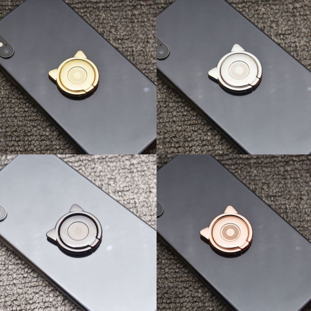 Giá Đỡ Điện Thoại Dạng Nhẫn Hình Tai Mèo / Hoa Hướng Dương Bằng Kim Loại Xoay Được Thông Dụng