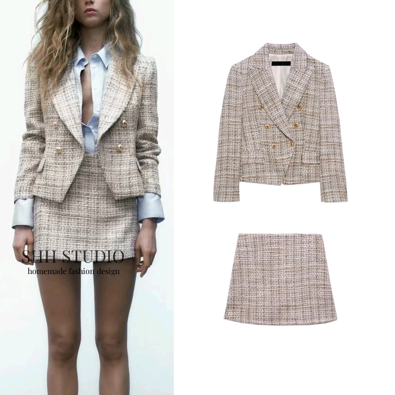 Zara Bộ Áo Khoác suit + Quần Lưng Cao Xinh Xắn Theo Phong Cách Mùa Xuân 2138815 2132815