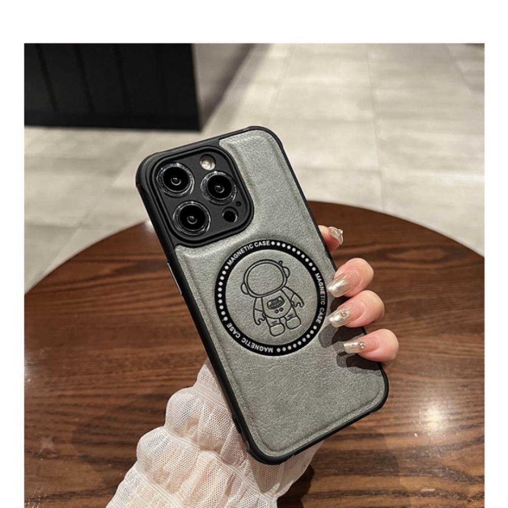 Ốp Điện Thoại Da Bò Mềm Bo Viền Hình Phi Hành Gia Kiểu Vintage Cho iPhone 14 13 12 11 Pro Max 14 Plus