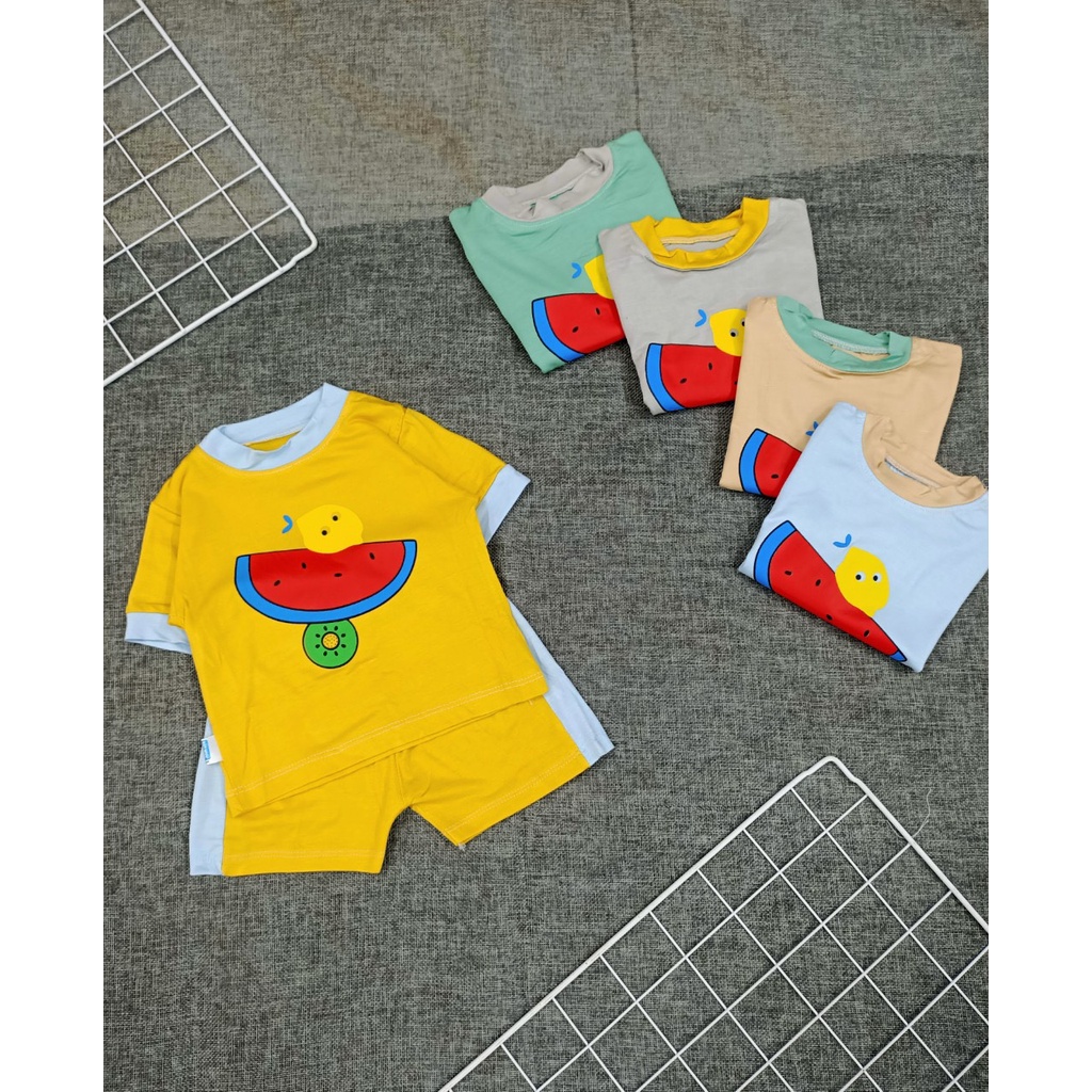 Bộ Cộc Tay Cho Bé, Bộ Hè Thun Lạnh Minkymom Họa Tiết Dưa Hấu Cho Bé Trai Bé Gái Từ 8 - 18kg