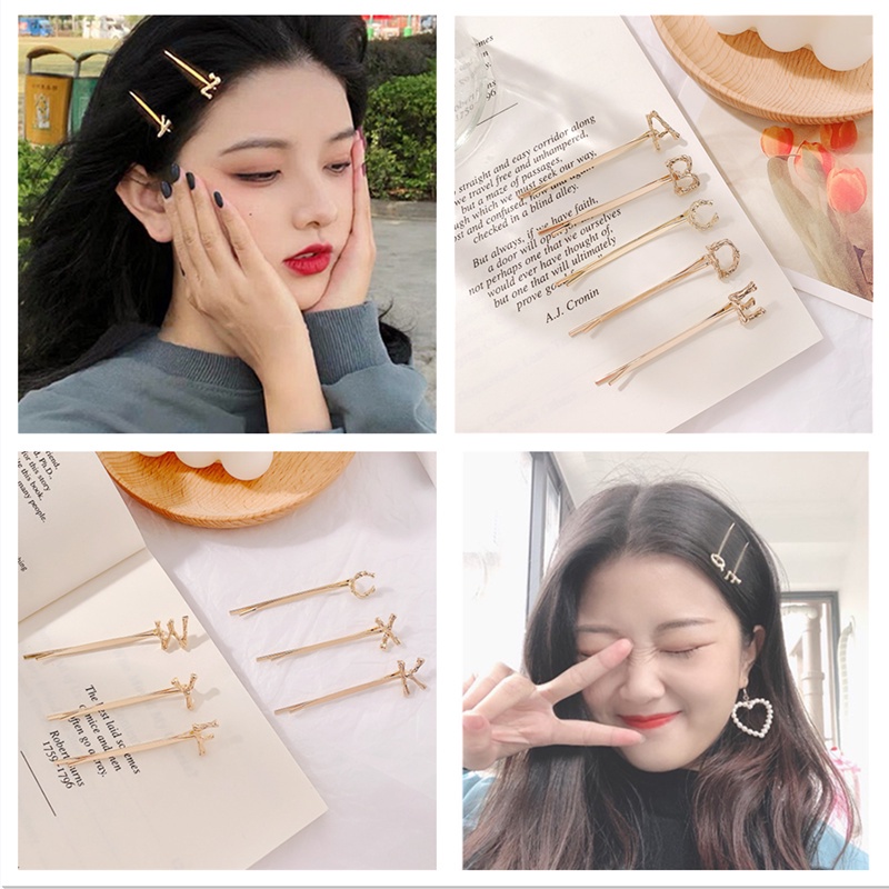 Set 26 chữ cái tiếng anh Kẹp Tóc Kim Loại Có Thể Kết Hợp Với Tên / Trái Tim Kết Hợp