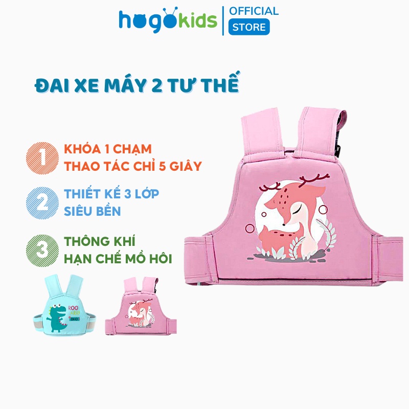Đai Xe Máy 2 Tư Thế Hogokids Khóa 1 Chạm Bền, Chắc Chắn, Tiện Dụng Giữ An Toàn Cho Bé Từ 1-12 Tuổi