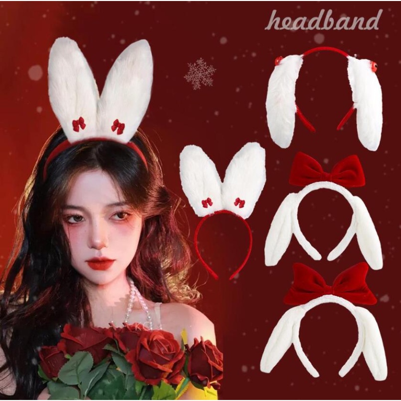 Băng Đô Cài Tóc Hình Tai Thỏ Bằng Lông Nhung Dễ Thương Xinh Xắn