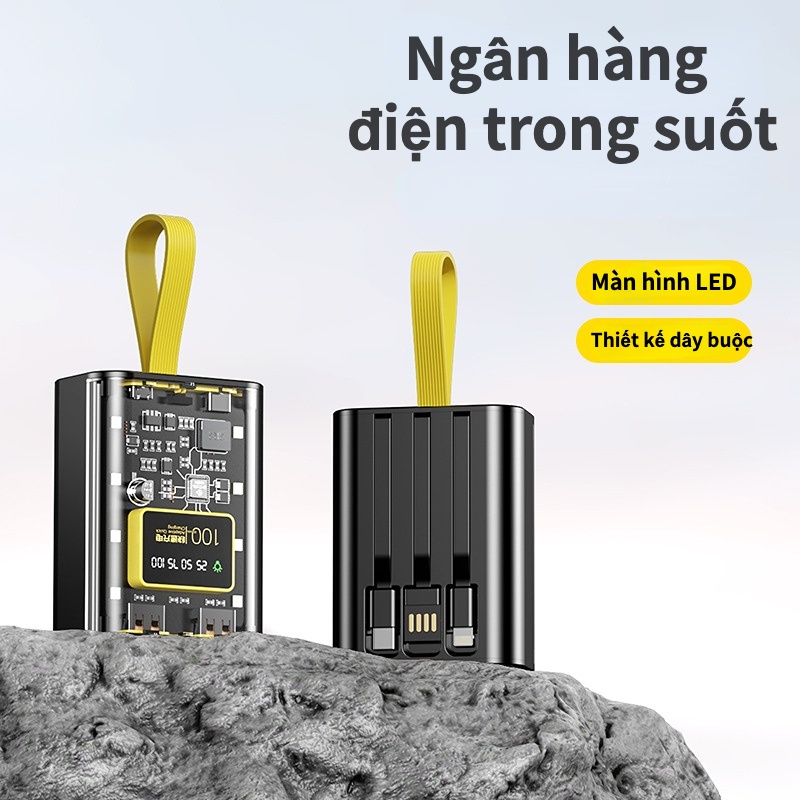 Sạc dự phòng trong suốt 10000MAH sạc nhanh PD22.5W Đi kèm với sạc ba dây