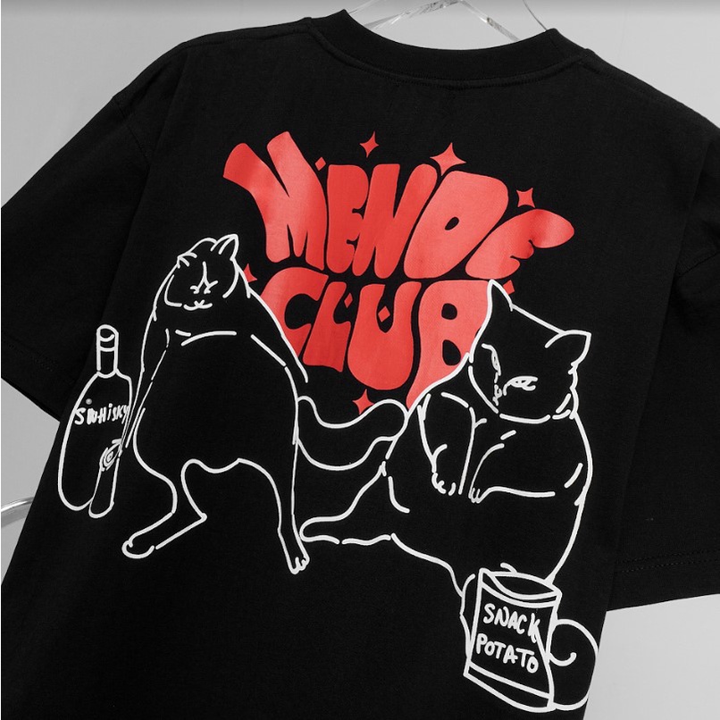 Cat Club Tee - Áo thun unisex đơn giản in hình mèo có 2 màu đỏ đen