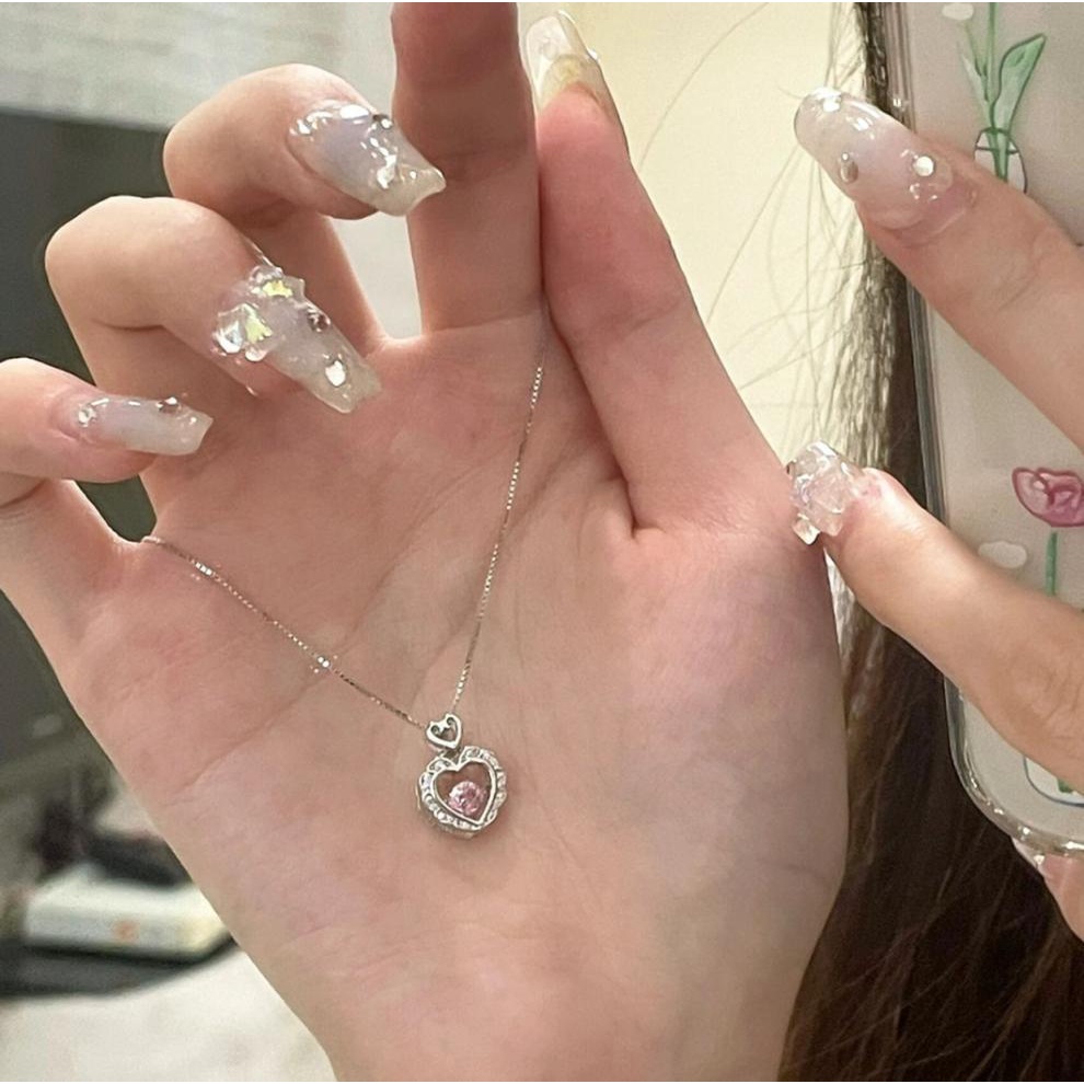 Vòng cổ Hợp Kim Mặt Hình Trái Tim Đính Đá Thông Minh Thời Trang Cho Nữ