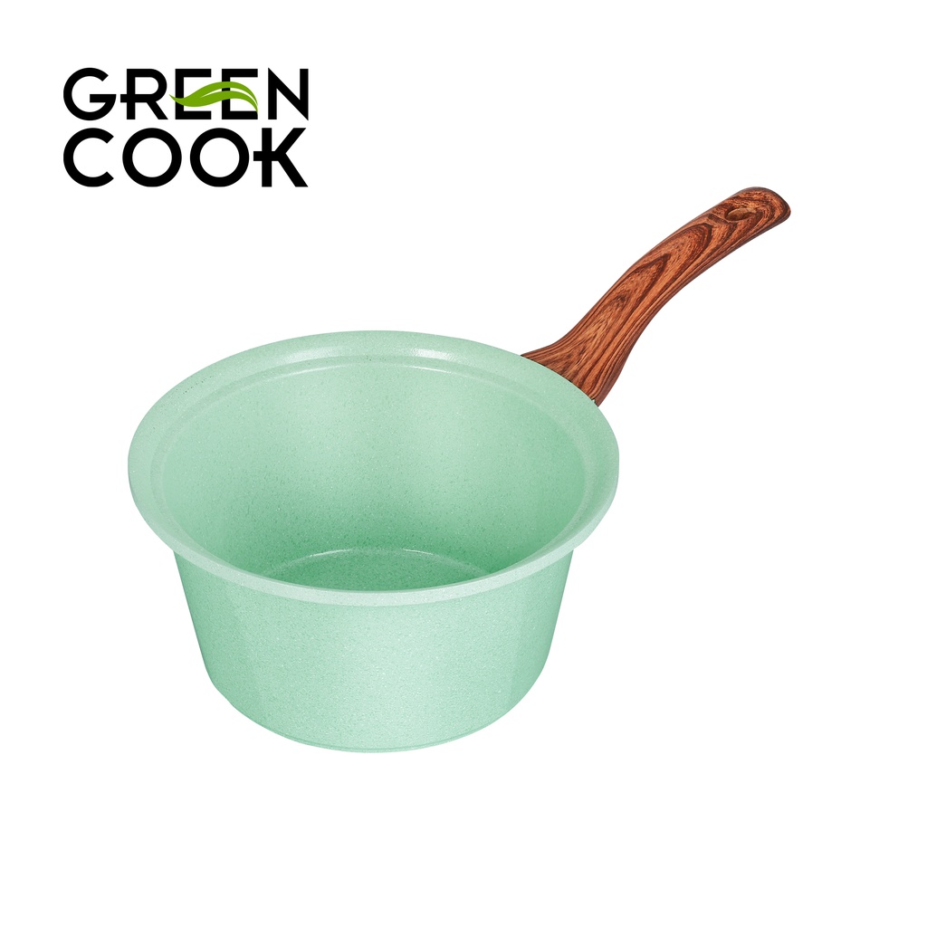 [ MUA BỘ NỒI TẶNG CHẢO 06-20CM ] Bộ 3 nồi đúc men đá xanh ngọc 18-20-24CM Green Cook GCS05IH dùng được các loại bếp .