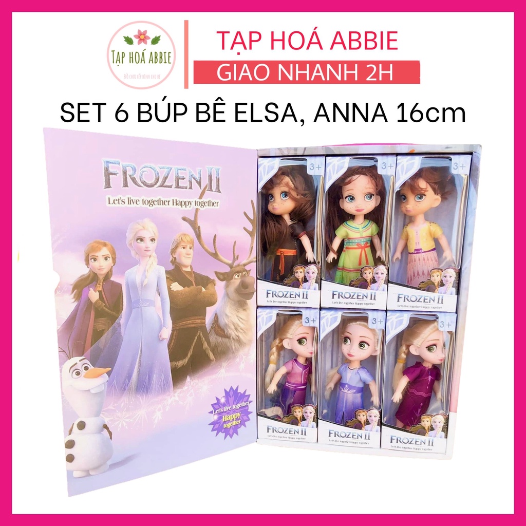 Bộ 6 búp bê công chúa Elsa Anna Barbie, đồ chơi thú vị cho bé gái