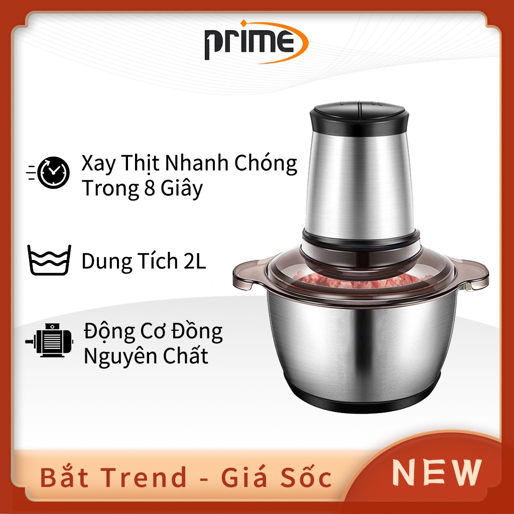 Máy Xay Thịt Thực Phẩm Tỏi Ớt, Chả Cá, Sinh Tố Mini Đa Năng Cao Cấp 2L CS 300W, 2 Chế Độ, 4 Lưỡi Dao, Bảo Hành 12 Tháng