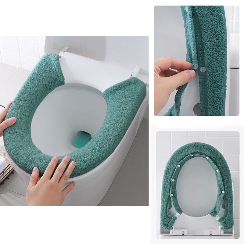 Đệm Lót Bồn Cầu Vải Dày Mềm Co Giãn Giặt Sạch Tiện Lợi