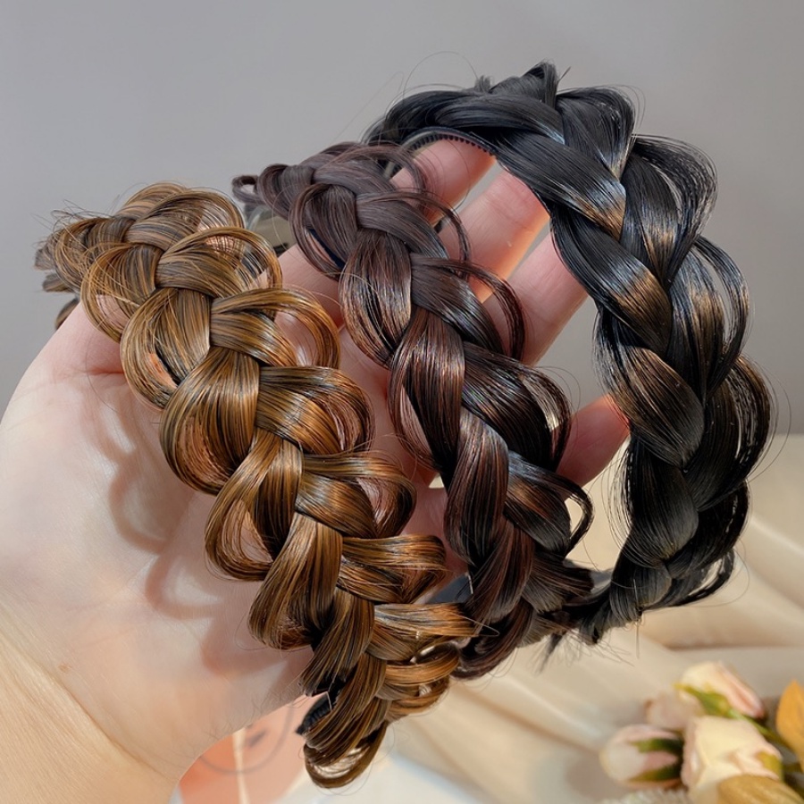 Băng Đô Cài Tóc Giả Thắt Bím Chống Trượt Phong Cách Hàn Quốc Cho Nữ