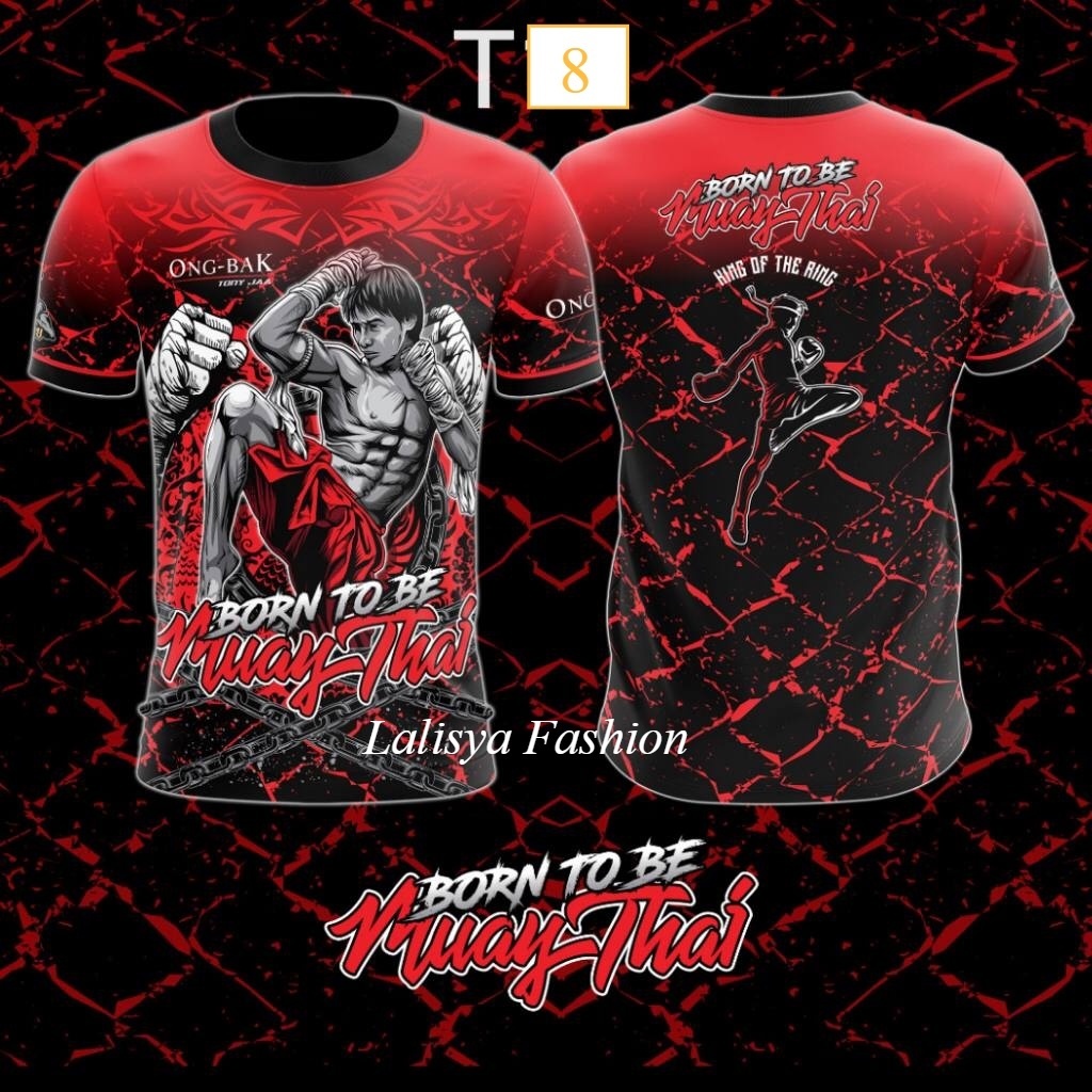Ready stock sublimation t-shirt muay thai baju boxing microfiber training shirt for men jersey