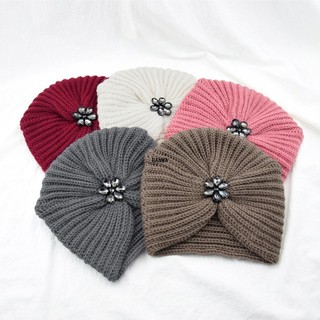 Mũ Len Beanie Đính Hoa Đá Pha Lê