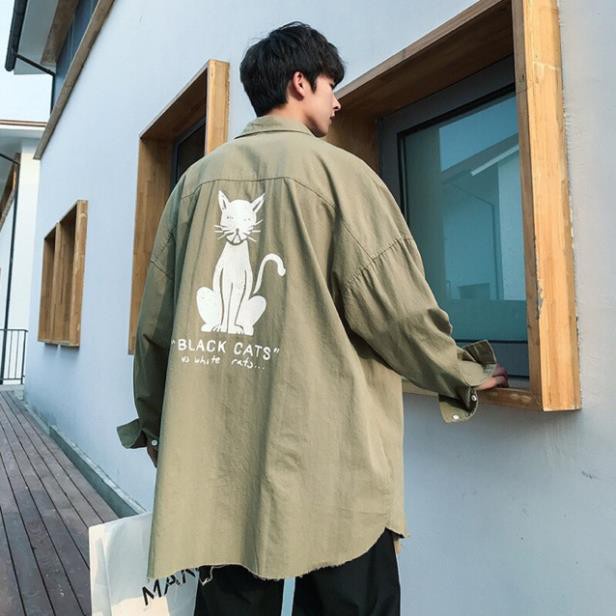 (HÀNG ORDER) ÁO SƠ MI NAM FORM RỘNG TAY DÀI MÈO TUA NHẬP KHẨU HÀN QUỐC
