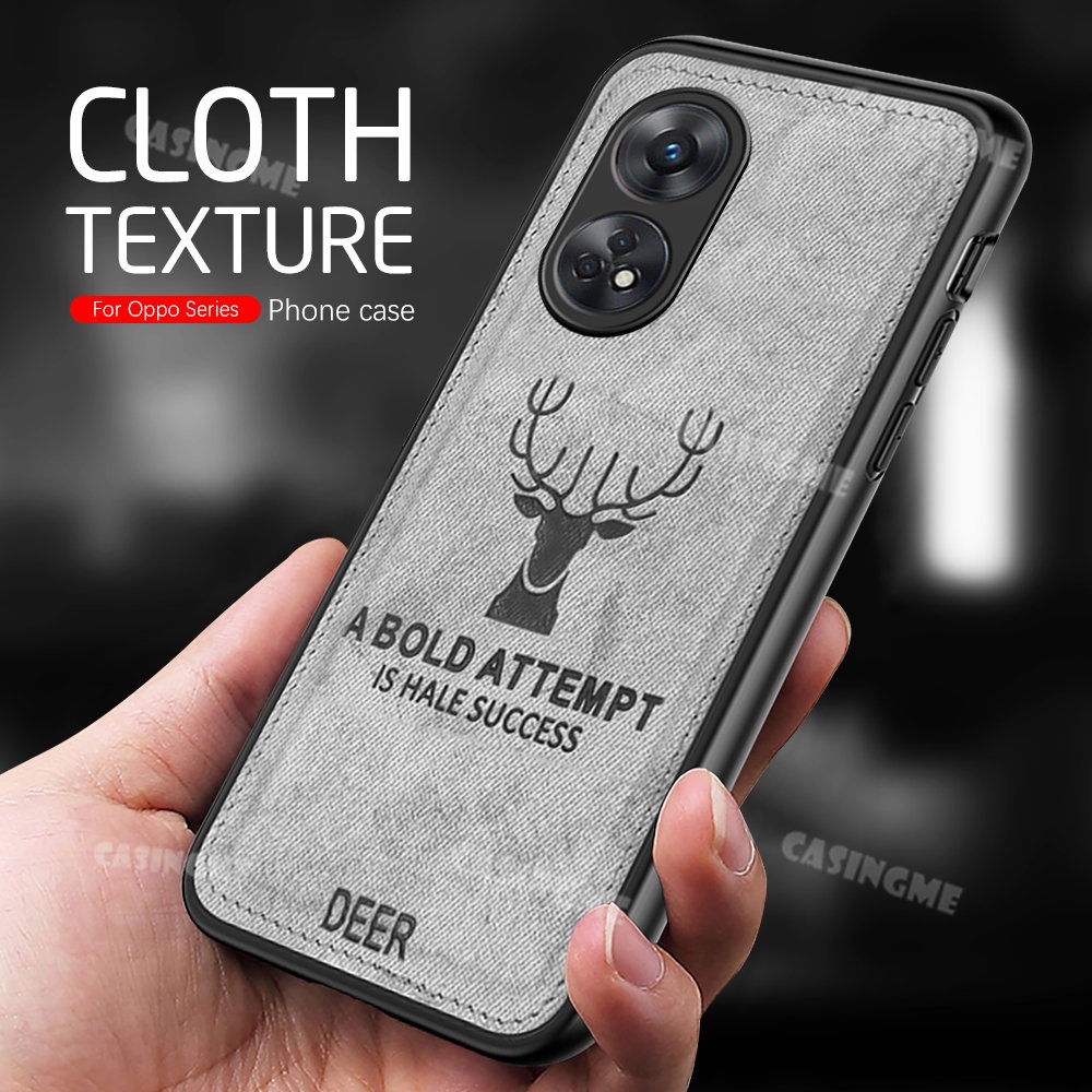 Ốp Điện Thoại Bọc Vải Họa Tiết Chú Nai 3D Cho Oppo Reno8 T 5G Reno8 T 4G 2023 CPH2481 Reno8T Reno 8T 8 T8 4G 5G