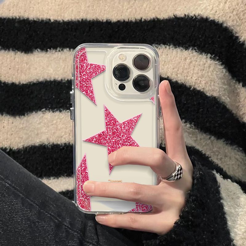 ✅Ốp Điện Thoại Mềm Trong Suốt Chống Sốc Hình Ngôi Sao Đỏ Cho iPhone 14 / 13promax 12 / 11 xr / xs 7 / 8plus
