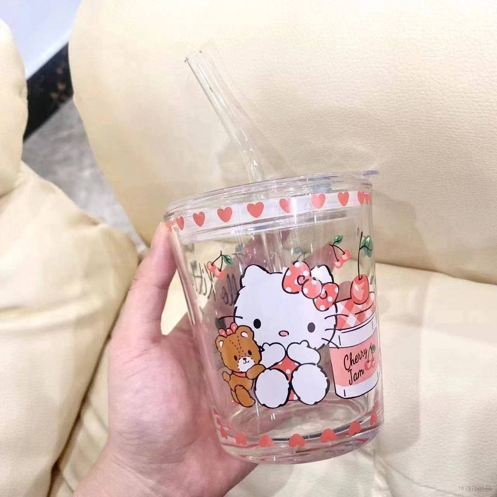 SANRIO Ly Thủy Tinh Uống Nước Chịu Nhiệt Hình Hello Kitty Kuromi TY2 YT2