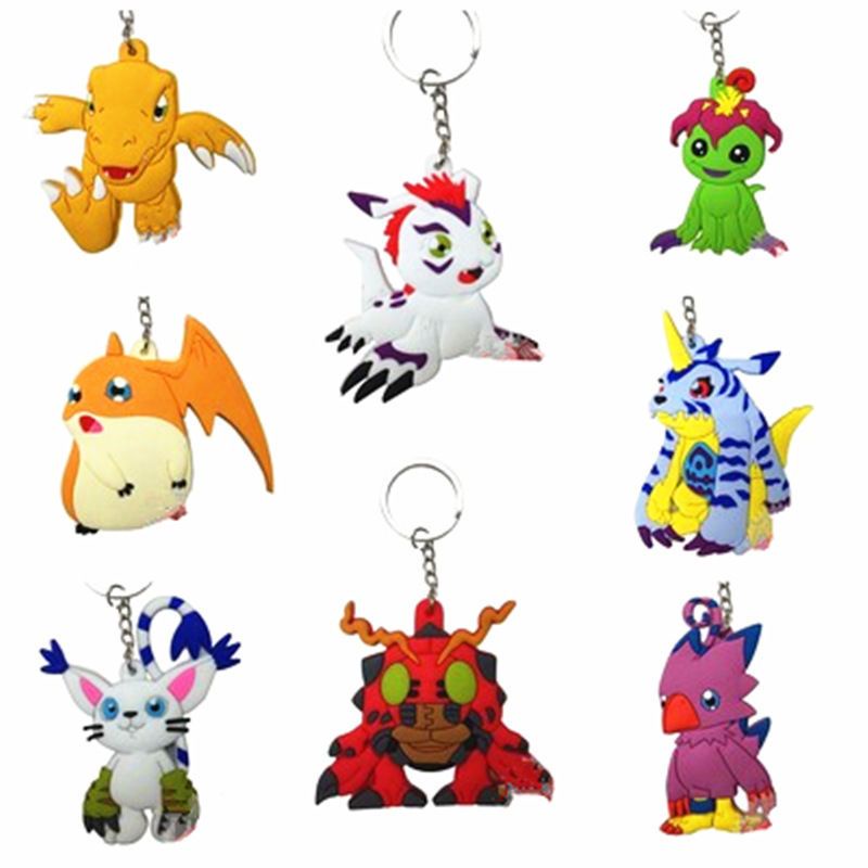 Móc Khóa Cao Su Mềm Hai Mặt Hình Quái Vật Số 8 6.5 Digimon Kỹ Thuật Số 8