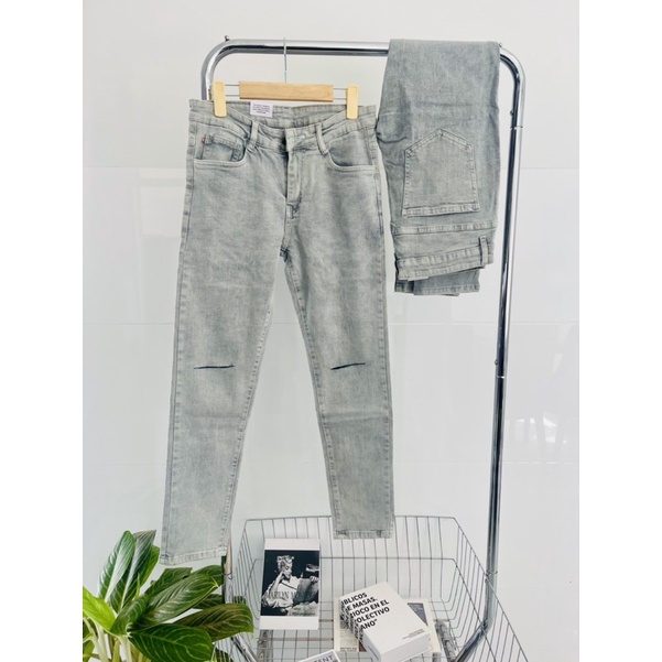 Quần Jean Nam Bạc Rách Gối 211