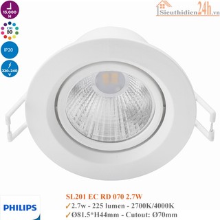 Đèn Spotlight Âm Trần chiếu rọi Philips SL201 lỗ khoét 70 góc chiếu 24 độ
