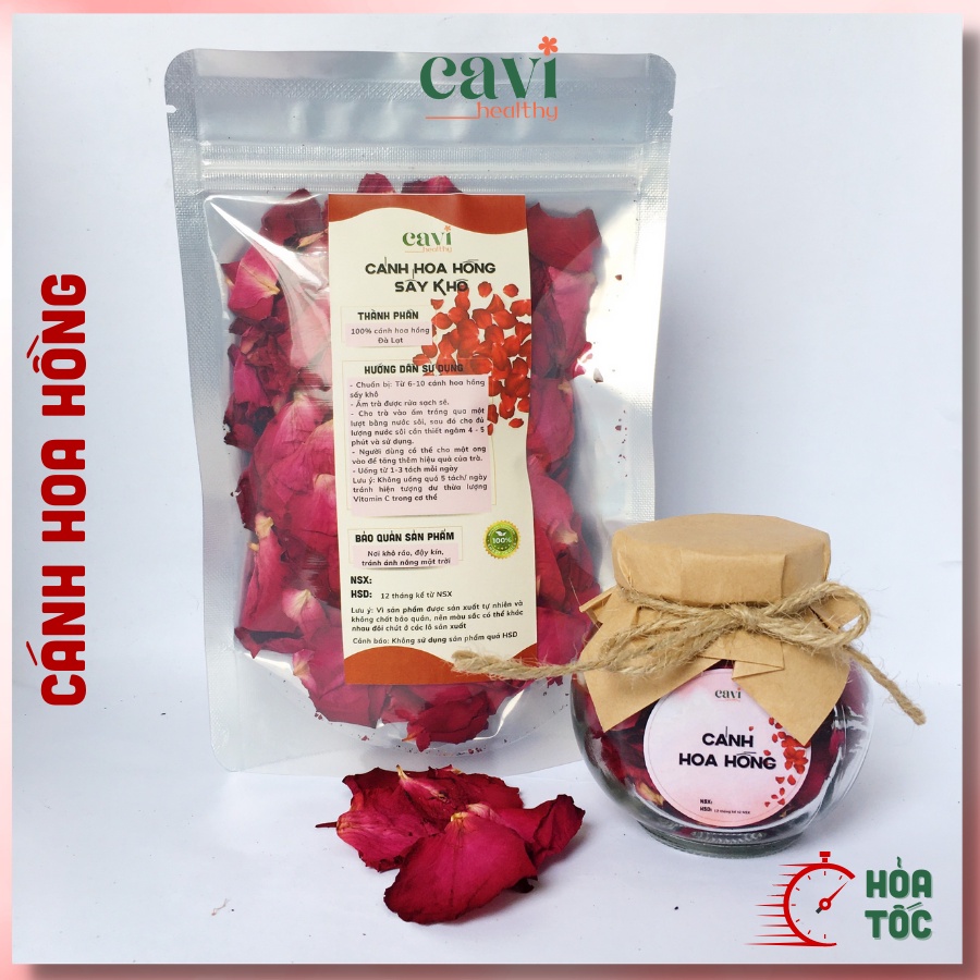 Cánh hoa hồng khô sấy lạnh không vụn làm trà Detox màu đỏ đẹp