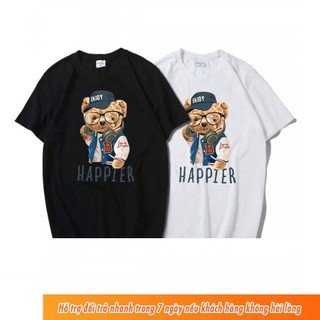 Áo thun nam nữ in hình gấu Teddy Good Boy - Vải cotton màu đen và trắng