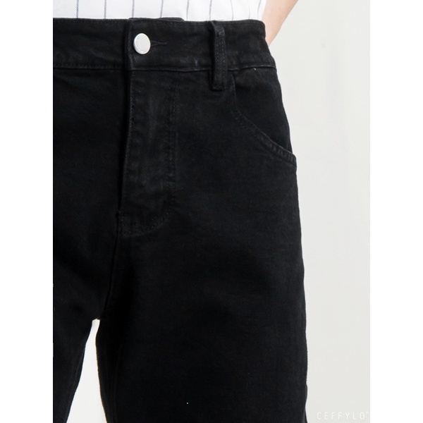 Quần Jeans trơn nam màu Đen form slimfit trơn CEFFYLO chất bò thun co giãn nhẹ