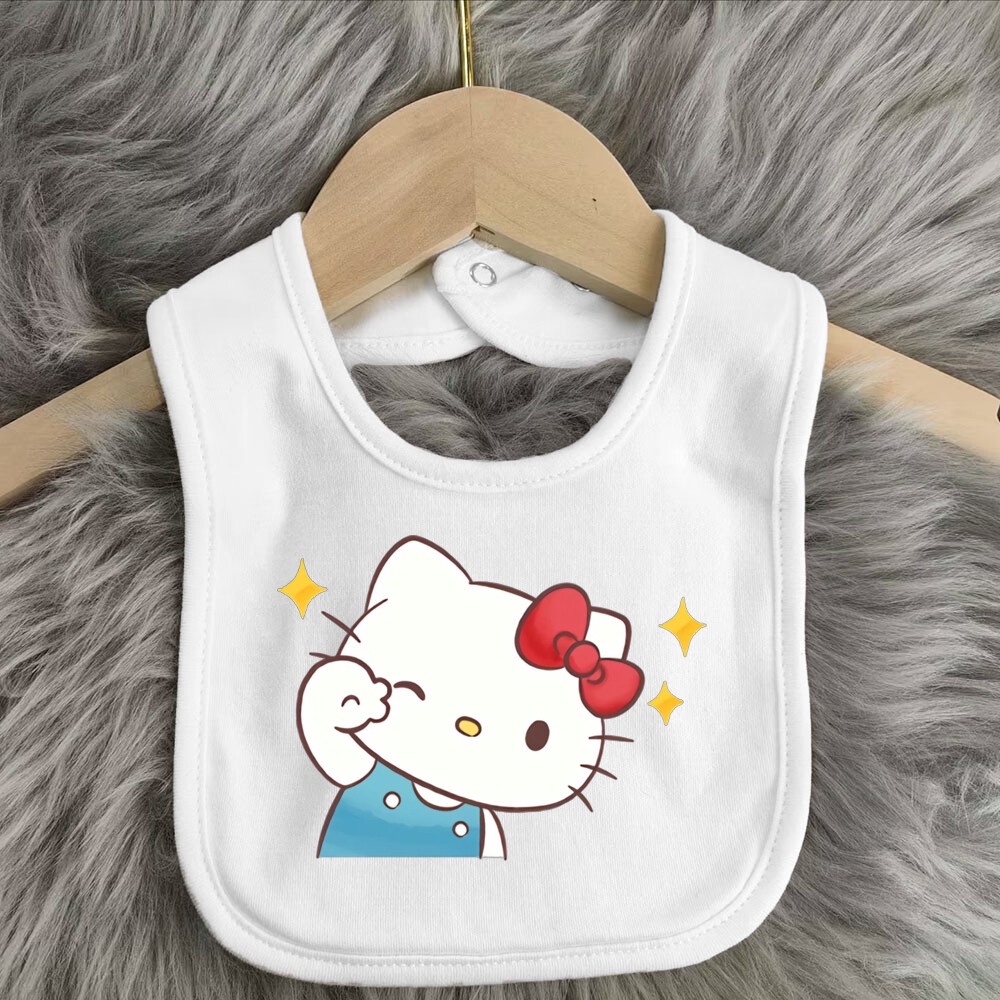 Hello kitty Yếm Ăn cotton In Hình Mèo kitty Đáng Yêu Cho Bé
