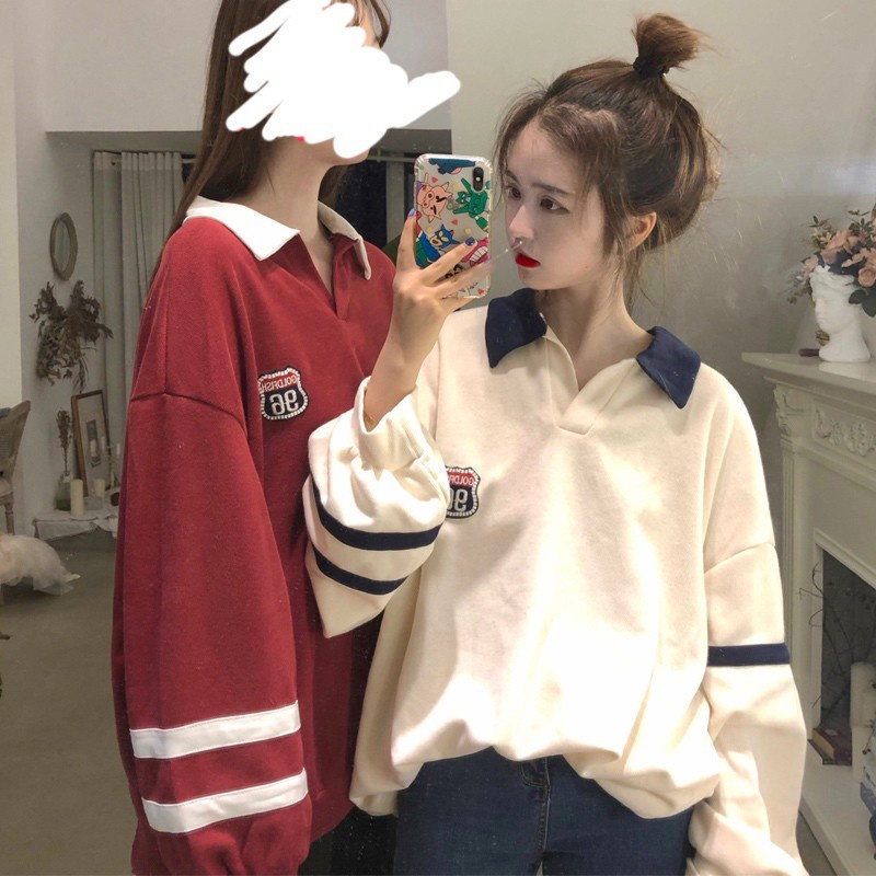 ORDER _áo sweater cổ polo ulzzang oversize