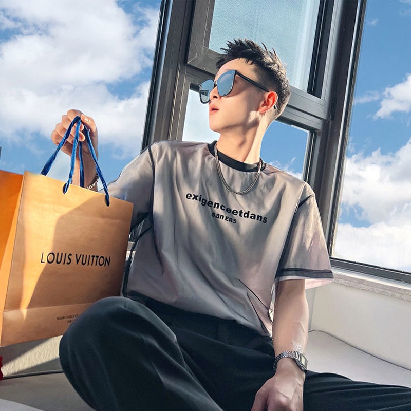 Áo thun AOKANG tay ngắn giả hai lớp thiết kế thời trang mùa hè 2023 mới thường ngày dành cho nam