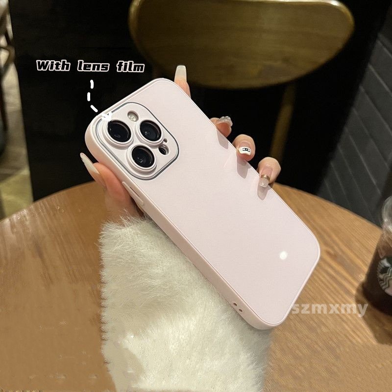 Ốp Điện Thoại Kính Cường Lực Viền Silicon Vuông Chống Sốc Cao Cấp Cho IPhone 14 12 13 Pro Max 14Plus