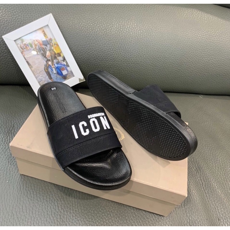 Dép thời trang nam quai ngang icon có hoạ tiết chữ trắng, Dép mùa hè phong cách giới trẻ btshop từ 38 đến 42