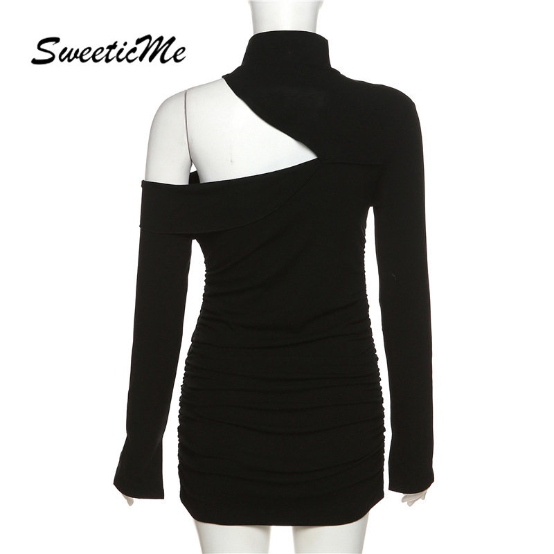 Đầm Tay Dài Cổ Tròn Màu Trơn Dáng Ôm Thời Trang 2023 Dành Cho Nữ