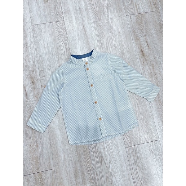 Áo sơ mi cổ tàu cho bé HM auth