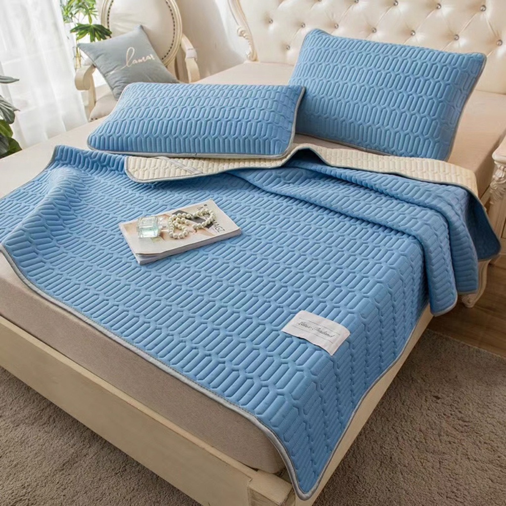 Chiếu điều hòa cao su non 5D cao cấp, đế cao su vải lụa Tencel mát cao su non Latex mềm mịn