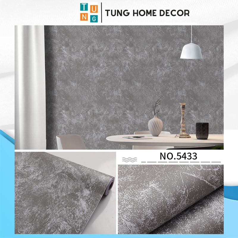 giấy dán tường giả bê tông cao cấp phòng khách hàn quốc phòng ngủ 3d TUNG HOME DECOR 5433 Màu Giả Bê Tông