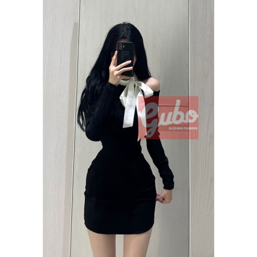 váy nữ khoét vai thiết kế cổ nơ [FREESHIP] Đầm nữ dáng ngắn style ulzzang GUBO7901 gubo | BigBuy360 - bigbuy360.vn