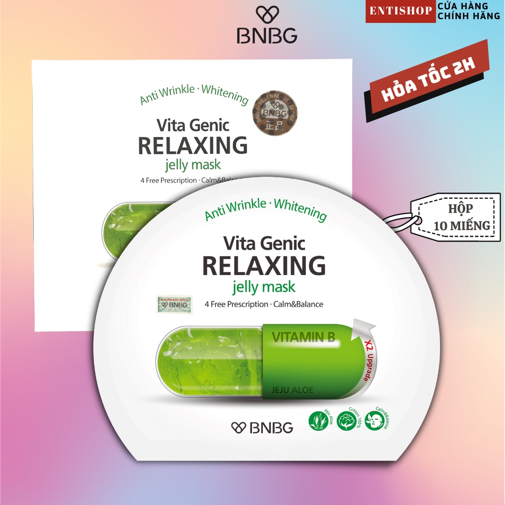 Combo 10 Mặt Nạ Giấy cấp ẩm, phục hồi da và thư giãn BNBG Vita Genic Relaxing Jelly Mask 30ml x 10