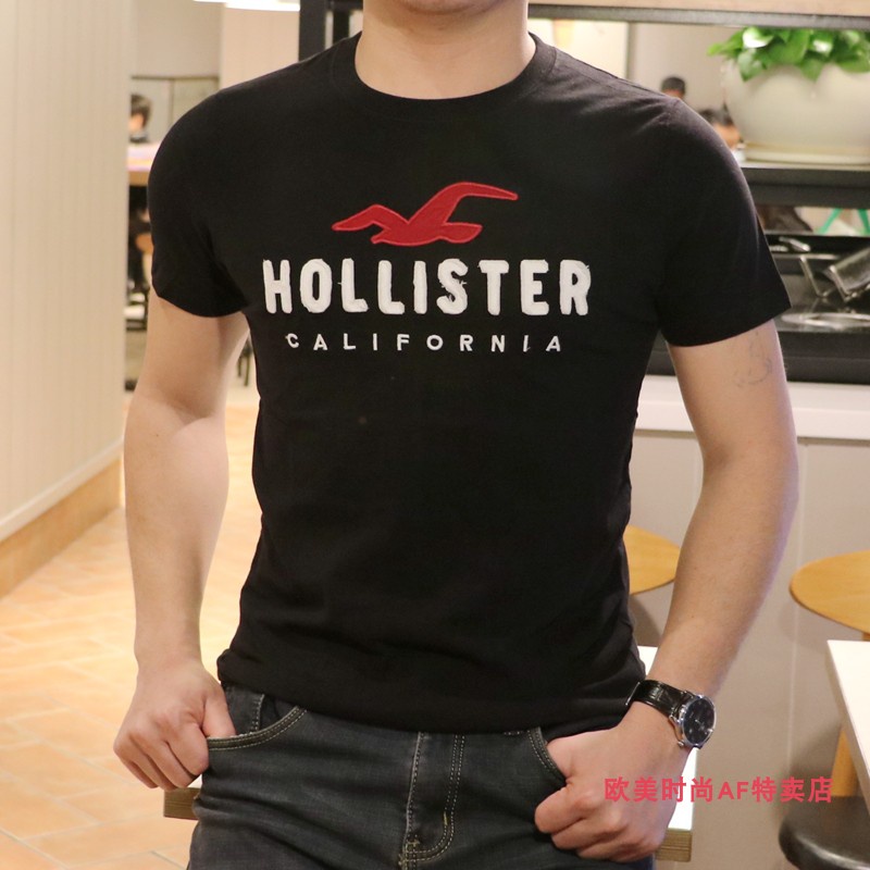 Áo Thun Cotton Tay Ngắn In Chữ Hollister Cá Tính Cho Nam