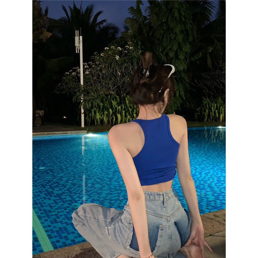 Áo Hai Dây Co Giãn Ôm Dáng Màu Trơn Thời Trang Hàn Quốc Cho Nữ