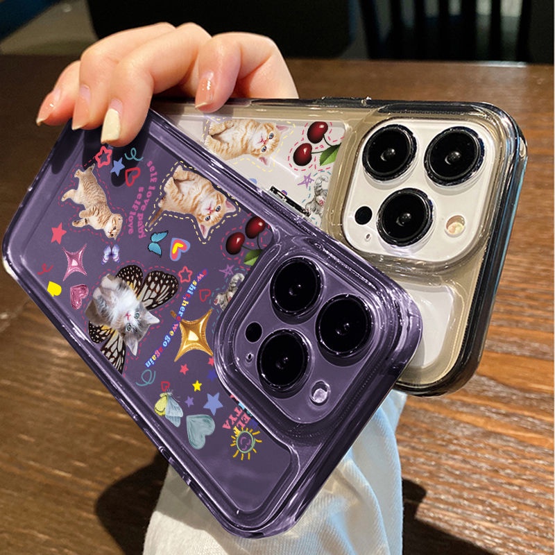 Ốp Điện Thoại Silicon TPU Mềm Trong Suốt In Hình Mèo Dễ Thương Cho IPhone 14 13 12 11 Pro Max XS XR X 8 7 6S Plus SE 2020