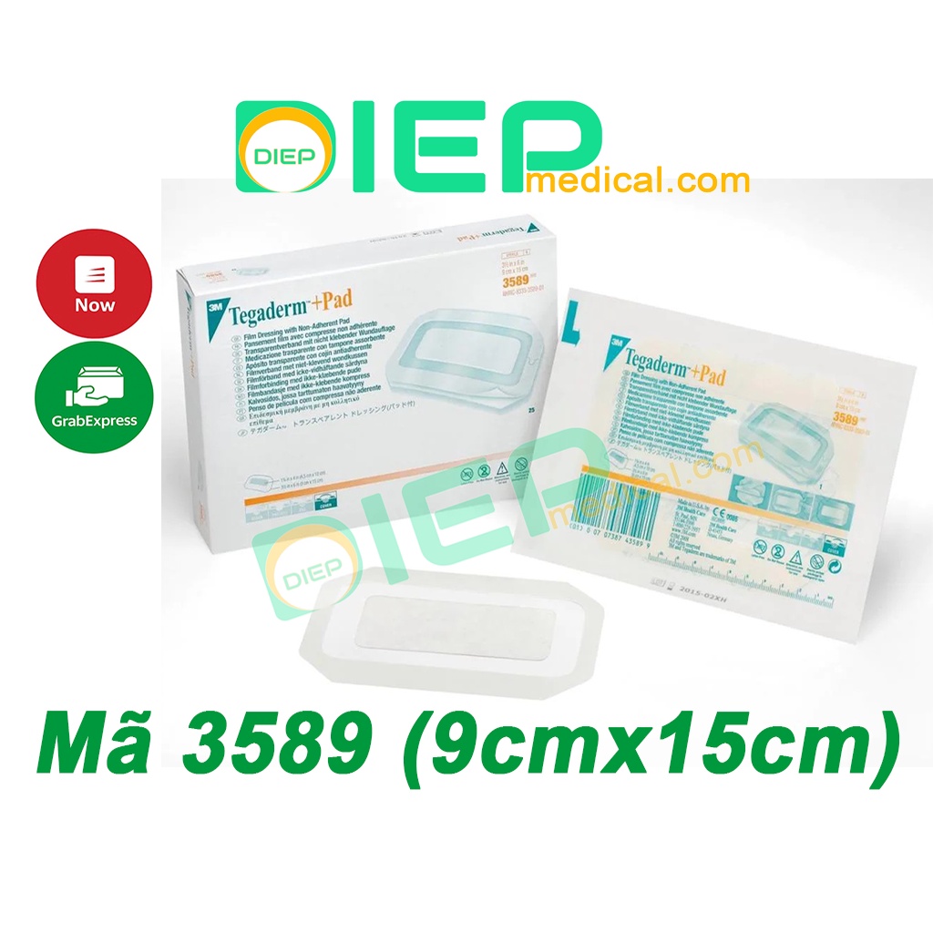 ✅ 3M TEGADERM + PAD 3589 1 MIẾNG (9cmx 15cm) - Băng Film y tế trong suốt CÓ GẠC vô khuẩn, chống thấm nước Tegaderm+pad