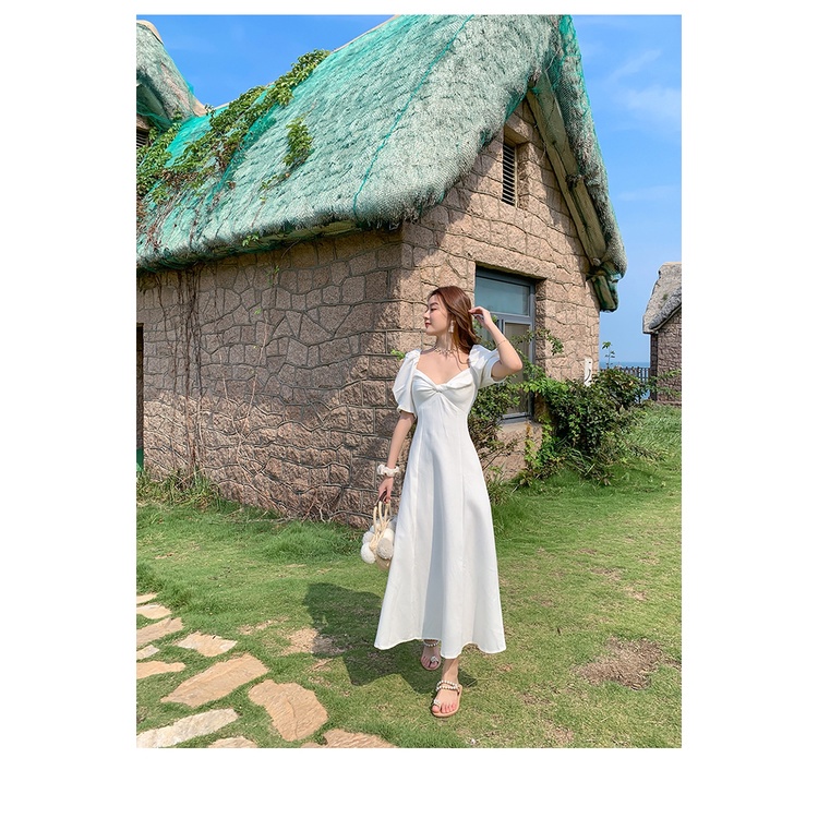 Đầm nữ maxi dáng dài đi biển babydoll bigsize tay phồng xoắn ngực thắt eo tôn dáng đi chơi đi dạo phố LUHAZO CT-39