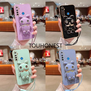 Ốp Điện Thoại Casing Oppo Realme 5 Pro Case Oppo Realme 5i 5S Case Oppo Realme 6i 7i Case Oppo Realme C1 Realme C2 C3 Case Oppo Realme C11 C12 Case Oppo Realme C15 C17 Case Oppo Realme C20 C25 C25S Case New Cute Rabbit Bracket Mobile Phone Case With Rope
